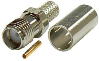 SMA female solder pin, crimp connector for MIL-SPEC RG58 coaxial cables, DC-18 GHz, 50 Ohms – Nickel plated